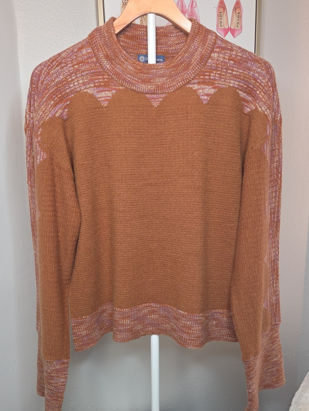 Democracy Rust Orange Knit Crewneck Sweater - Size M - NWT